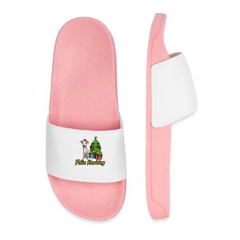 Feliz Navidog Whippet Christmas Gift - Men’s Pool Sliders - light pink - Front
