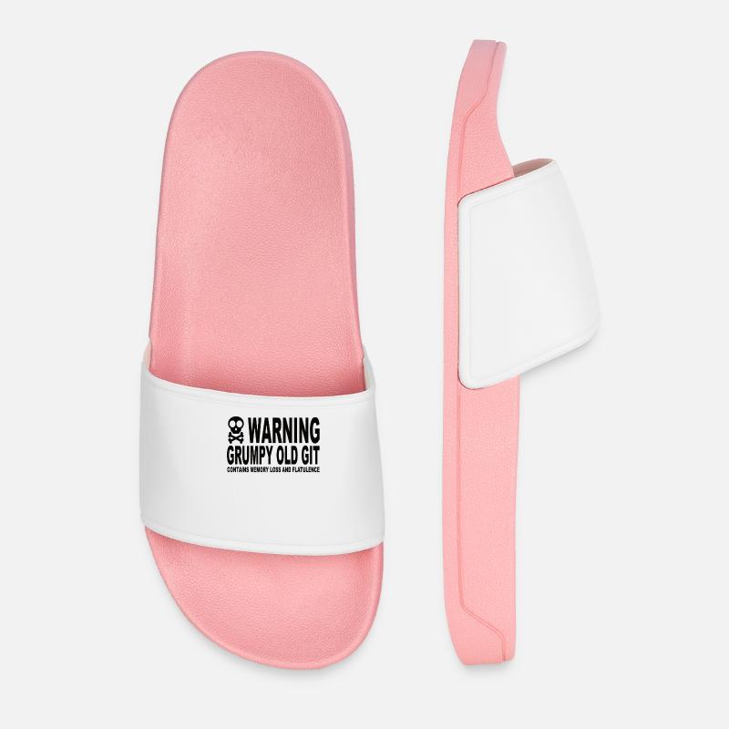 Warning Grumpy Old Git - Men’s Pool Sliders - light pink