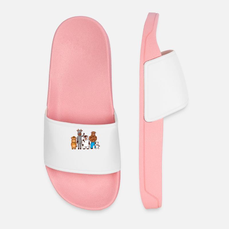 Drawn Comic Cows - Men’s Pool Sliders - light pink