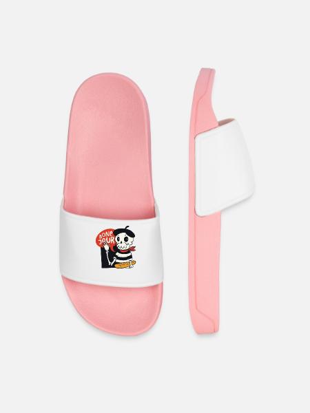 Fransk skelet tegneserie med knogle Jour siger - Badesandaler til mænd - petal pink