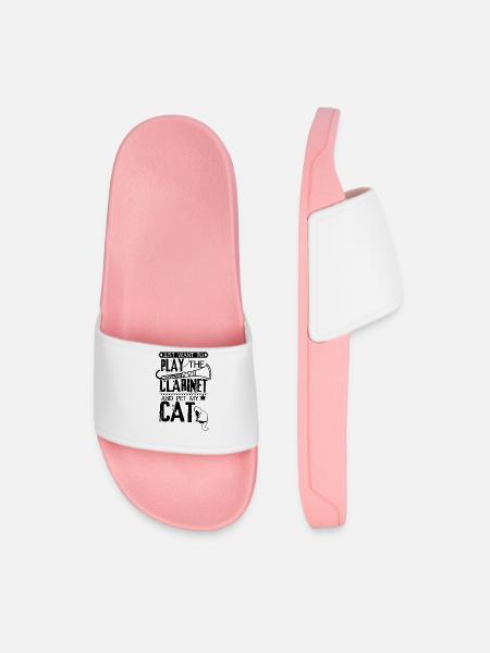 Clarinet cat - Men’s Pool Sliders - light pink