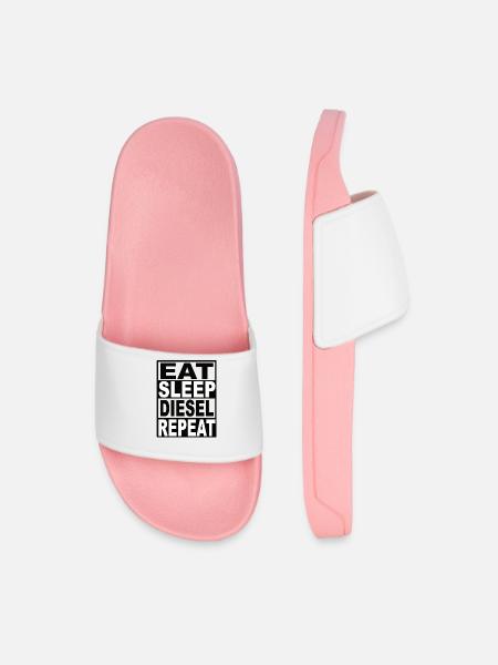 Eat Sleep Diesel Repeat - Men’s Pool Sliders - light pink