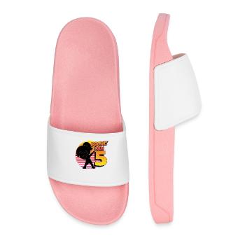 Boom I'm 5 | Birthday Girl | 5th Birthday Party - Men’s Pool Sliders - light pink - Front