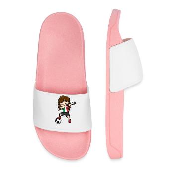 Dabbing Girl Football Player Italian Flag - Men’s Pool Sliders - light pink - Front