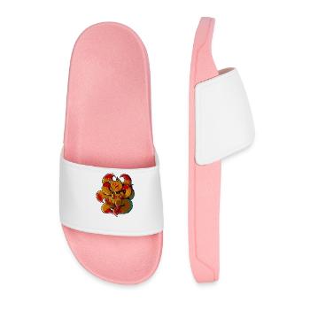 Yokai-Figur aus Japan - Kawaii Kitsune - Männer Badelatschen - Hellrosa - Vorne
