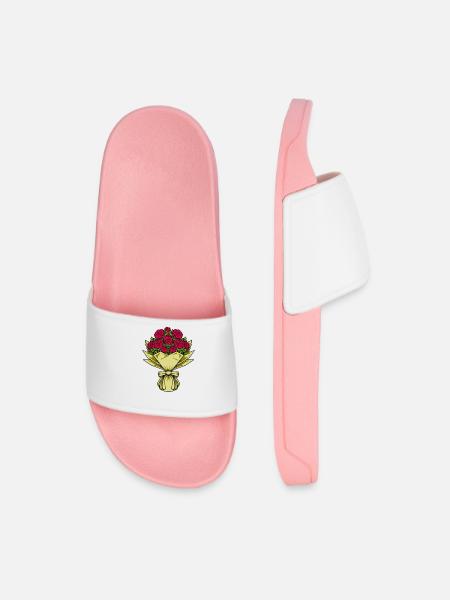 Red Roses - Bouquet - Men’s Pool Sliders - light pink