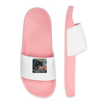 French fries dog - Men’s Pool Sliders - light pink - Front