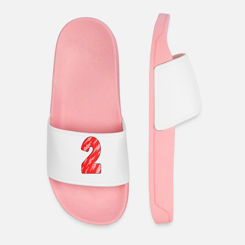 Number 2 Red Pattern - Men’s Pool Sliders - light pink