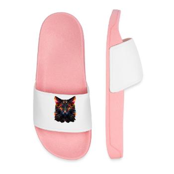 Cat Cats Kitten Polygon Cat - Men’s Pool Sliders - light pink - Front