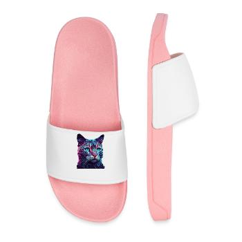 Cat Cats Kitten Polygon Cat - Men’s Pool Sliders - light pink - Front