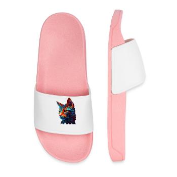 Cat Cats Kitten Polygon Cat - Men’s Pool Sliders - light pink - Front