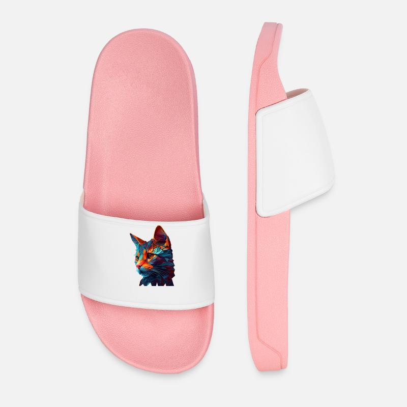 Chaton Chaton Chat Polygone Chat - Claquettes Homme - rose clair