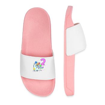 Avec licorne - Anniversaire de fille 2 ans - Claquettes Homme - rose clair - Devant