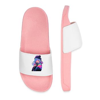 Anime and Cats Kawaii Girl Anime - Men’s Pool Sliders - light pink - Front