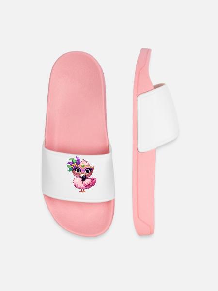 Mardi Gras Comic Flamingo - Men’s Pool Sliders - light pink
