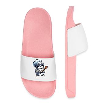 Conception de bande dessinée de chef paresseux mignon - Claquettes Homme - rose clair - Devant