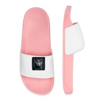 Chat bleu russe Russisch Blau Katze - Claquettes Homme - rose clair - Devant