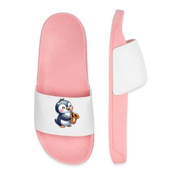 Penguin Saxophonist Jazz Concert - Men’s Pool Sliders - light pink - Front