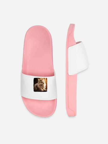 Siberian Cat Sibirische Katze - Men’s Pool Sliders - light pink