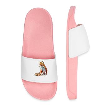 Funny Fox Fox Art Animal Nature Wildlife Animals - Men’s Pool Sliders - light pink - Front