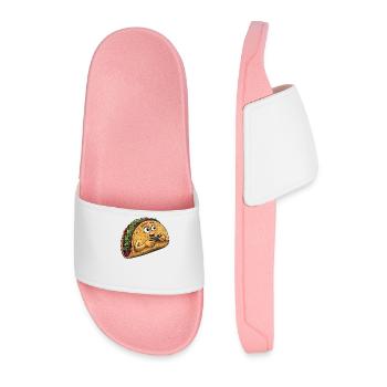 Funny Fast Food Gaming Pizza Gamer Gamer Gaming - Men’s Pool Sliders - light pink - Front