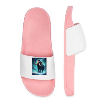 Cool mammoth and a human - Men’s Pool Sliders - light pink - Front