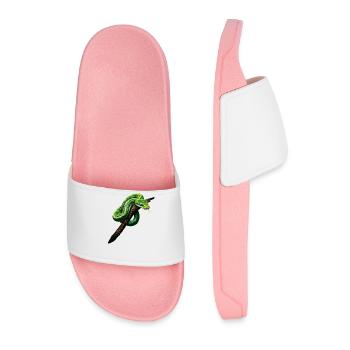 Green Tree Python Snakes Lover Terrarium - Men’s Pool Sliders - light pink - Front