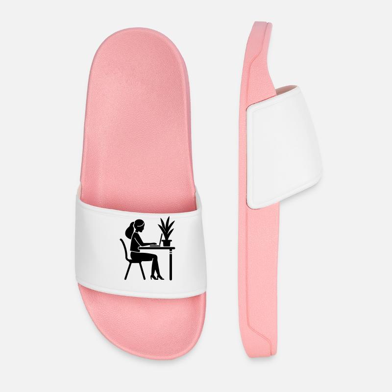 Learning, Studying, Working - Men’s Pool Sliders - light pink