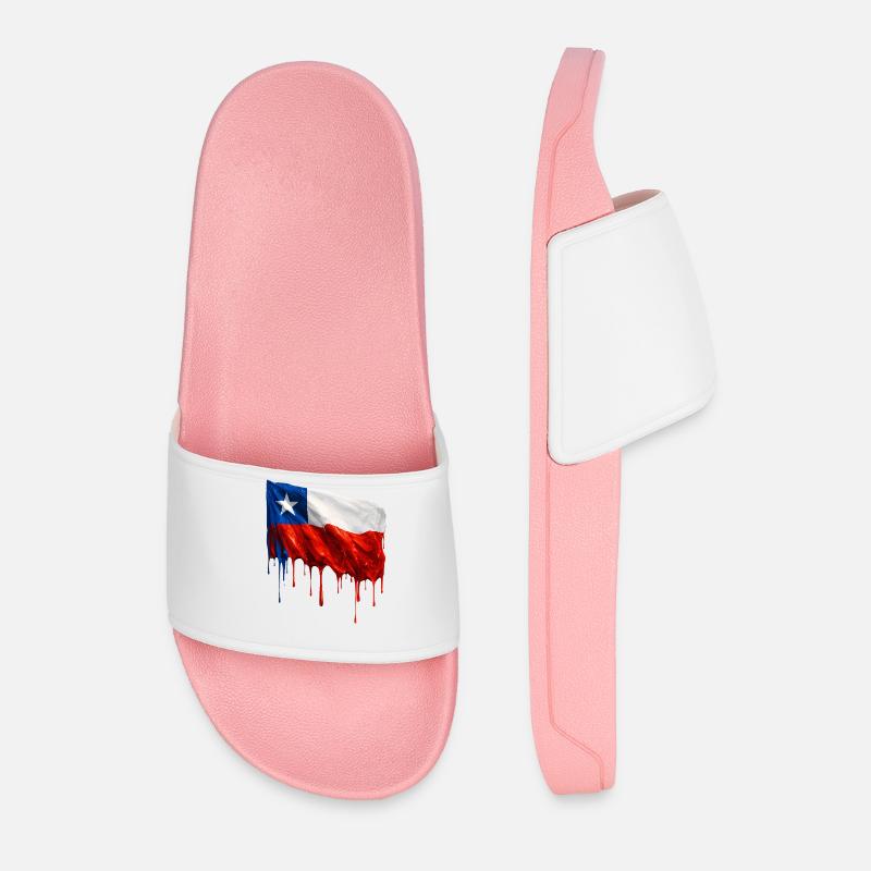 Chile Flag Dripping Solid - Men’s Pool Sliders - light pink