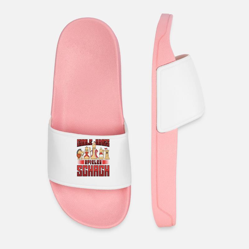 Cool guys playing chess - Men’s Pool Sliders - light pink