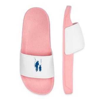 Father and son fishing. Fish - Men’s Pool Sliders - light pink - Front