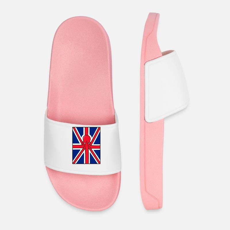 Red Octopus Union Jack Flag - Men’s Pool Sliders - light pink