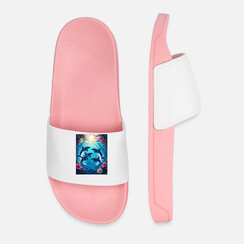Trapical Floral Dolphins Ästhetik - Männer Badelatschen - Hellrosa
