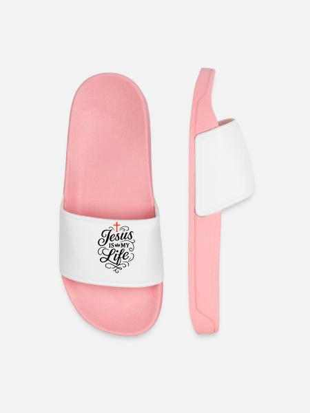 Jésus Ma Vie Foi - Claquettes Homme - rose clair