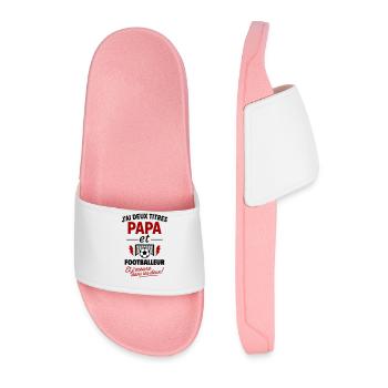 Dad Footballer Gift Father's Day Christmas Soccer - Men’s Pool Sliders - light pink - Front