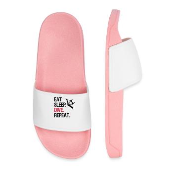Eat Sleep Dive Repeat - Manta Ray - Vector Design - Men’s Pool Sliders - light pink - Front