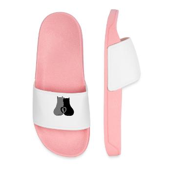 2 heart cat - Men’s Pool Sliders - light pink - Front