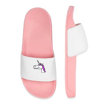 Einhorn Pink Süß Hübsch Freundlich Cartoon Pferd - Männer Badelatschen - Hellrosa - Vorne