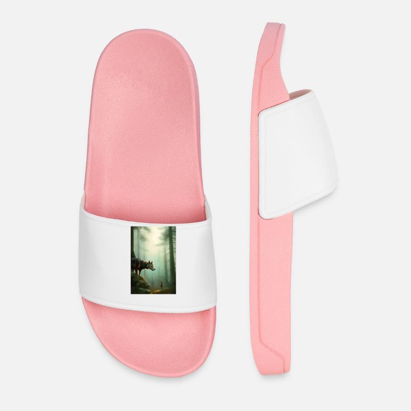 Wolf im Wald - Männer Badelatschen - Hellrosa