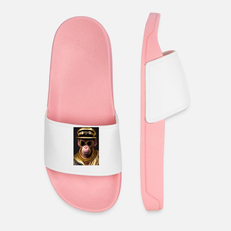 Cool Monkey With Sunglasses - Men’s Pool Sliders - light pink