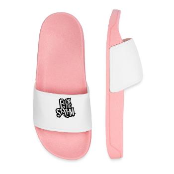 outline outline text rebellious fuck the system logo - Men’s Pool Sliders - light pink - Front
