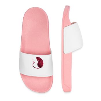 cat with eiffel tower e 68 - Men’s Pool Sliders - light pink - Front