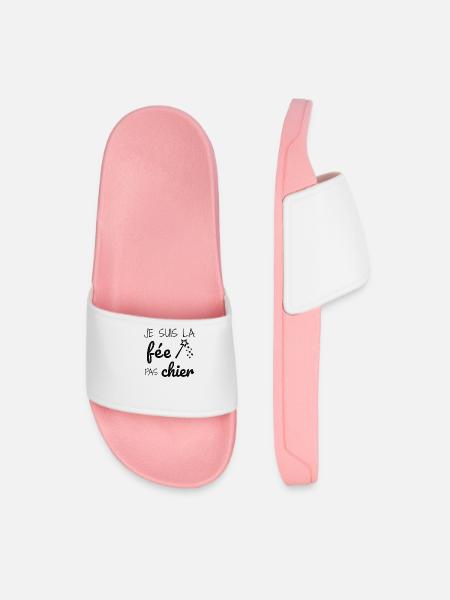 Je suis la fée pas chier - Claquettes Homme - rose clair