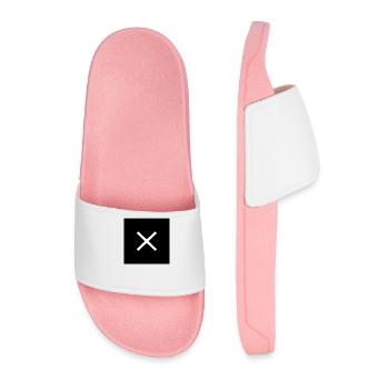 Cross white on black - Men’s Pool Sliders - light pink - Front