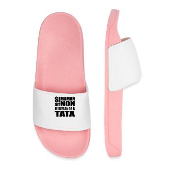 Si maman dit non je demande à tata t-shirt enfant - Claquettes Homme - rose clair - Devant