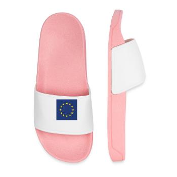 European Flag Gift - EU European Union Flag Gift - Men’s Pool Sliders - light pink - Front