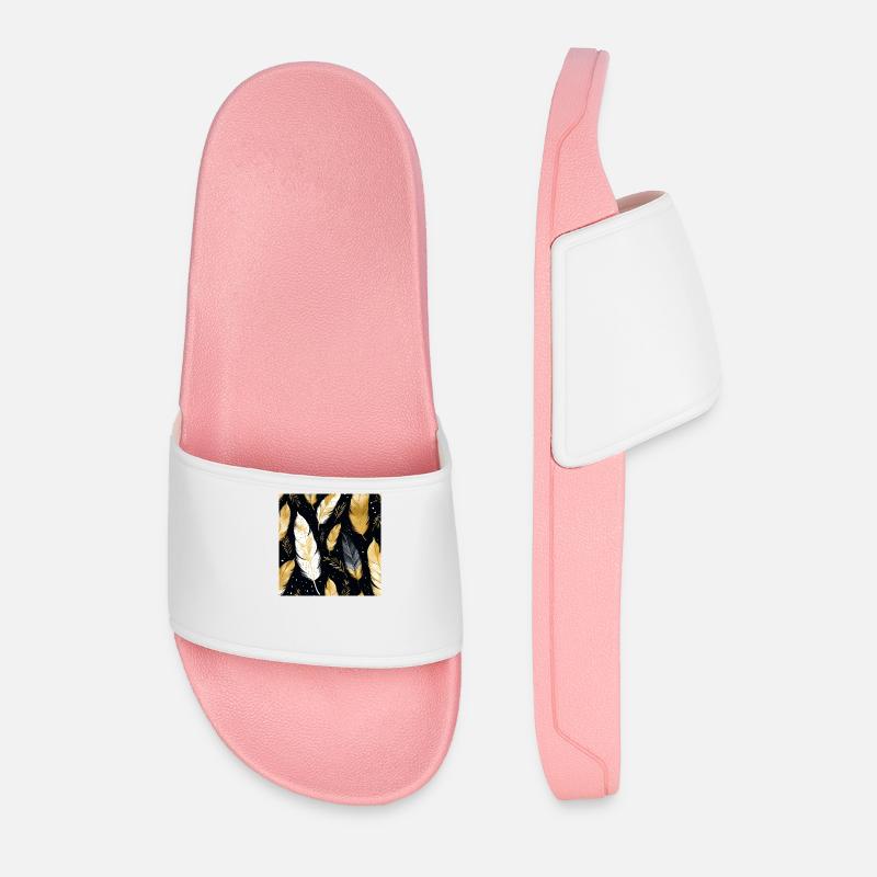 Boho Feathers - Men’s Pool Sliders - light pink