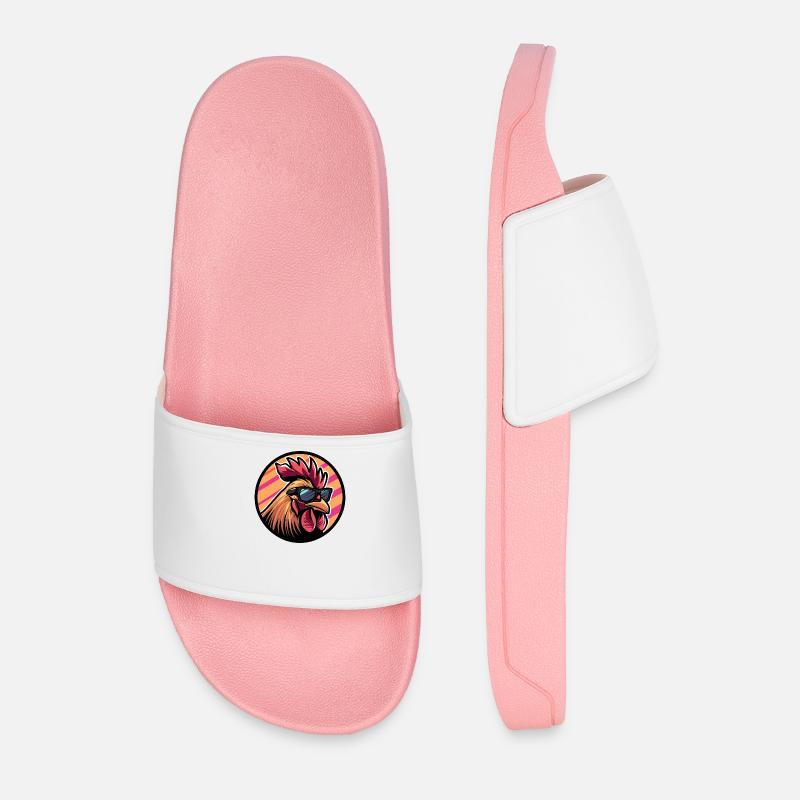 Rooster Comic Cool - Men’s Pool Sliders - light pink