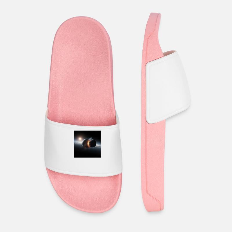 Cosmic Eclipse Design - Men’s Pool Sliders - light pink