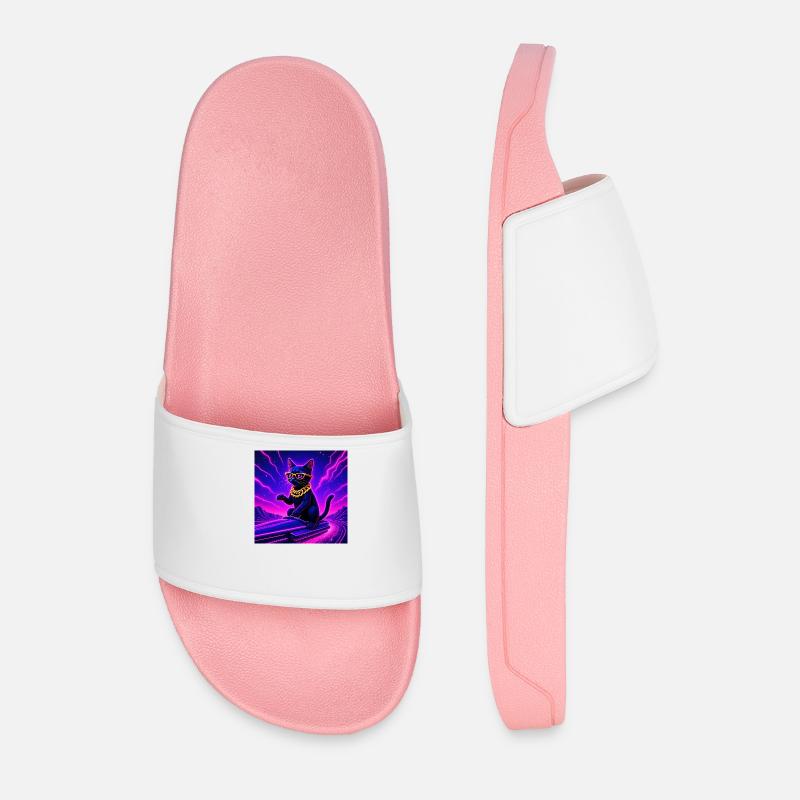Space Cat - Cool - Cyber Purr - Männer Badelatschen - Hellrosa